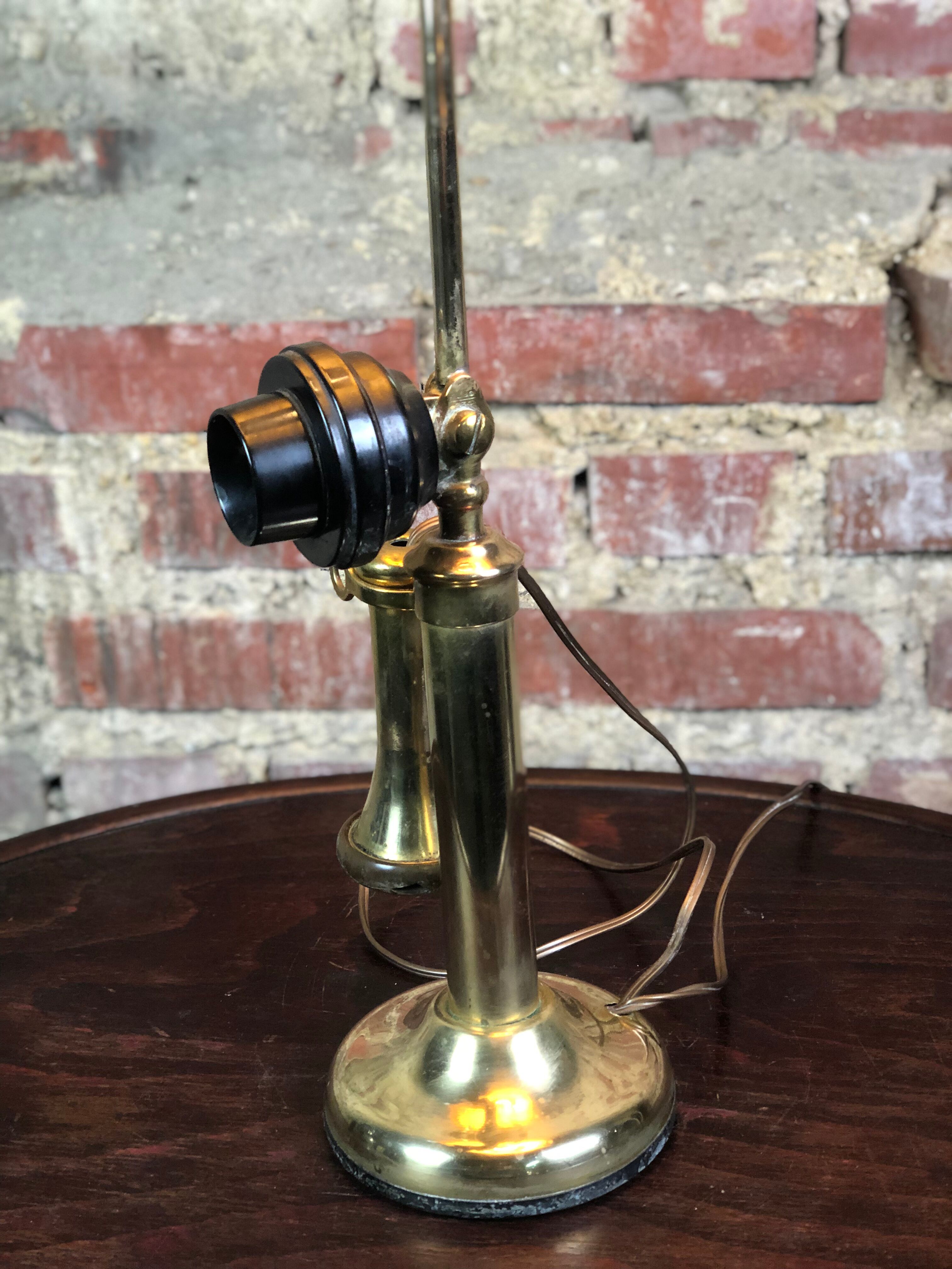 Old copper column telephone lamp 1910s