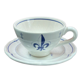 Saucer cup, handmade, Pornic, Fleur de Lys and ermine, brittany