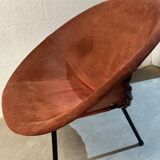 Paire de fauteuils vintage ballon en daim