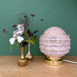 Vintage art deco globe table lamp in pink and gold Clichy glass