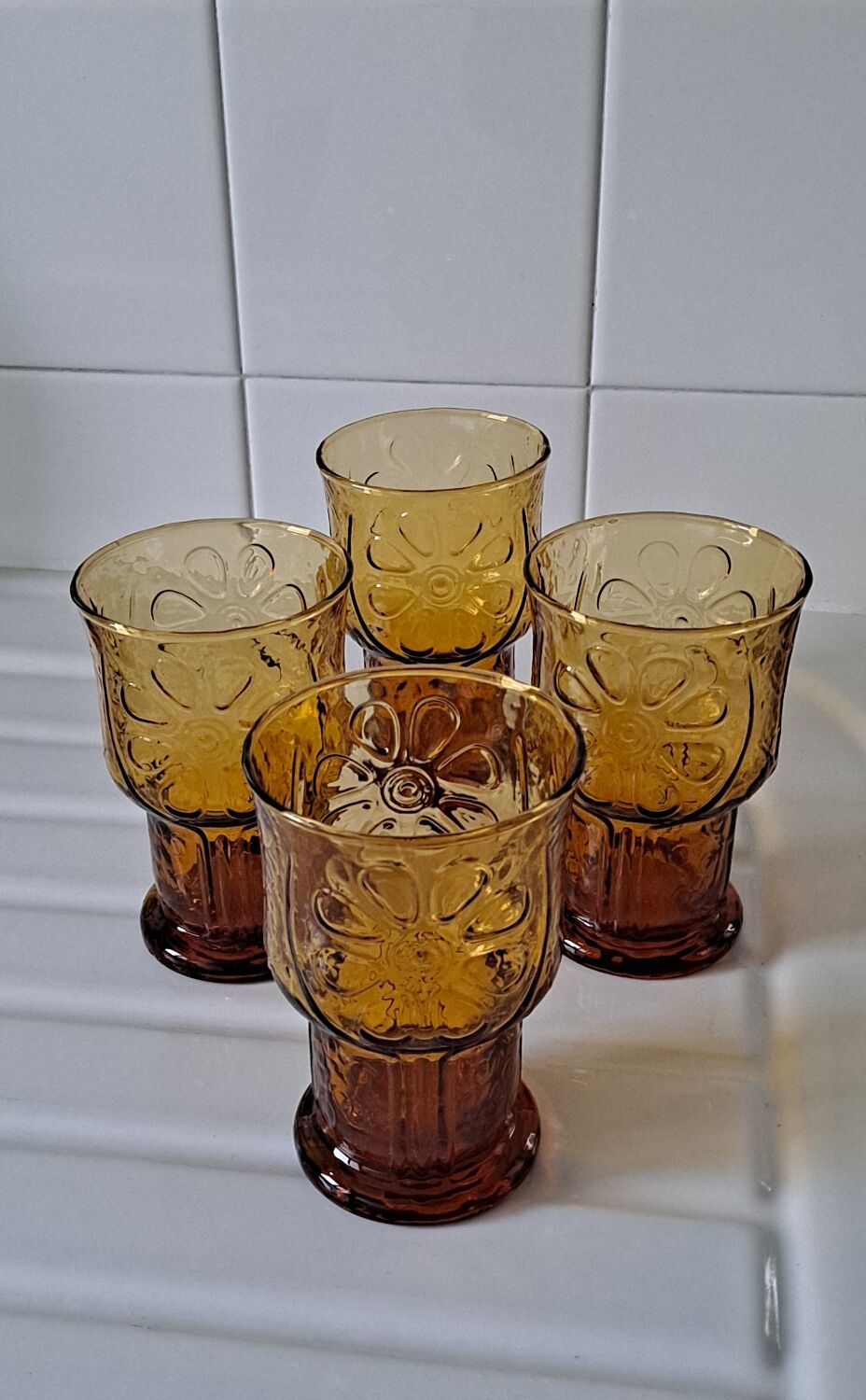 Amber floral relief glasses