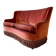 Vintage two-seater armchair in powder pink velvet with fringes.