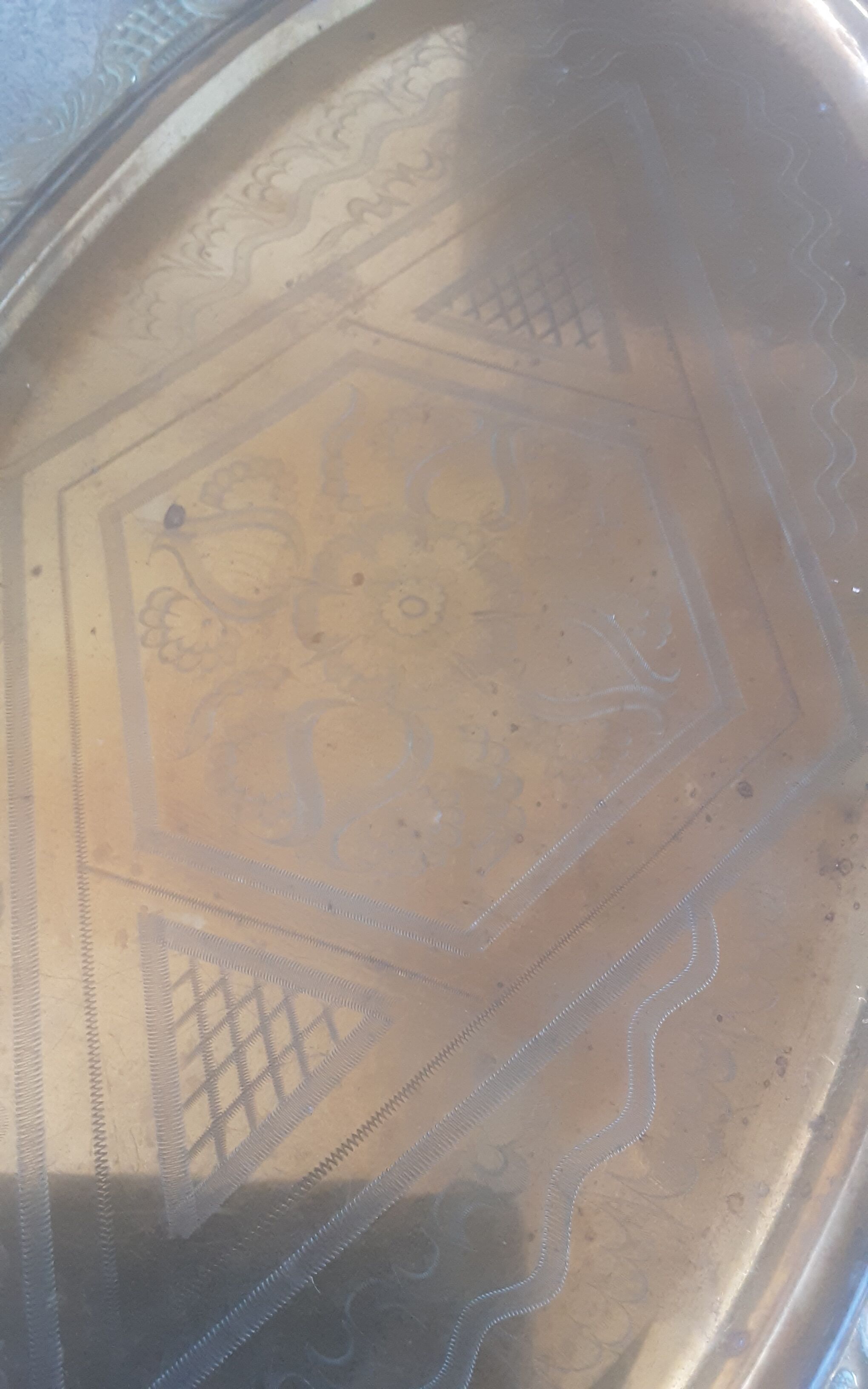 Old service porcelain brass cups