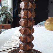 Antique carved wooden lamp