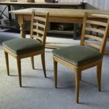 Pair of modern chairs with green velvet seats, 1940s