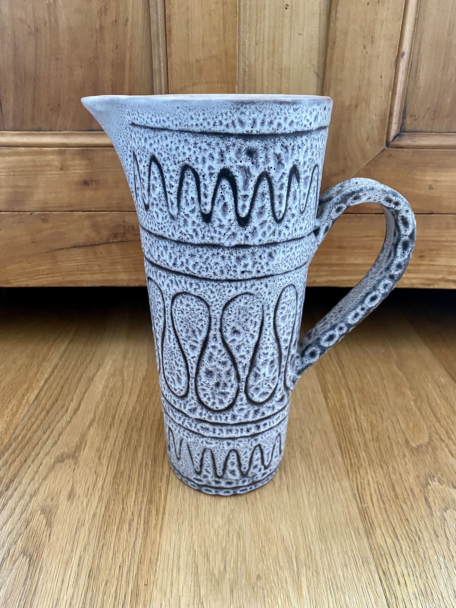 Ceramic pitcher Jean Austruy gray black and white
