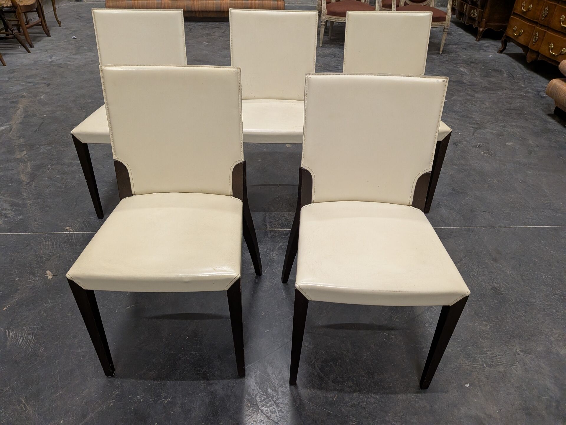 Set of 5 vintage Cattelan Italia chairs – Italian design, cream white