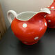 Coffee service, orange earthenware cups from Digoin Sarreguemines.