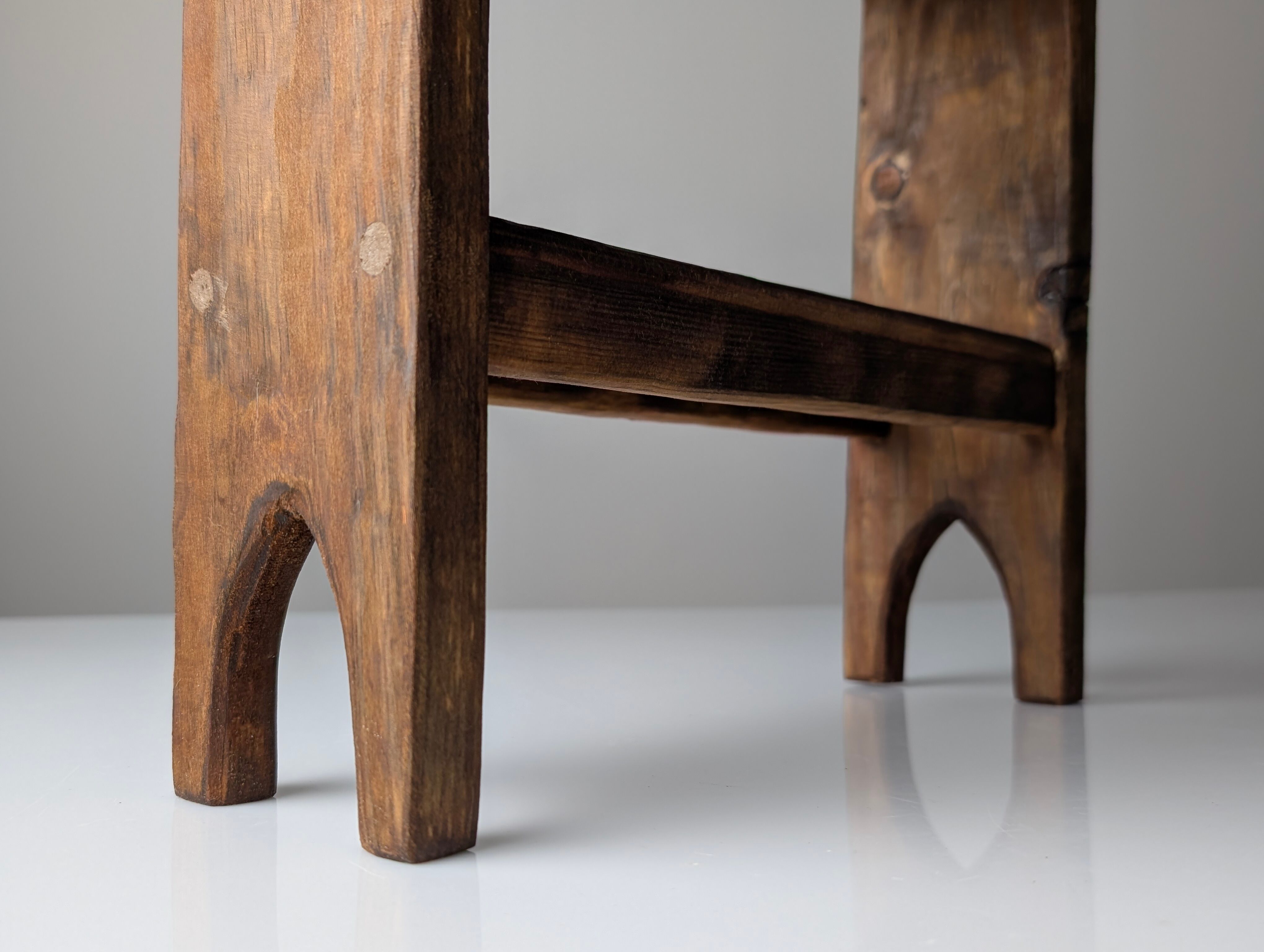 Wabi Sabi pine wood cowboy style stool, 1970s