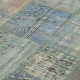 Handwoven turkish contemporary 204 cm x 304 cm grey patchwork carpet