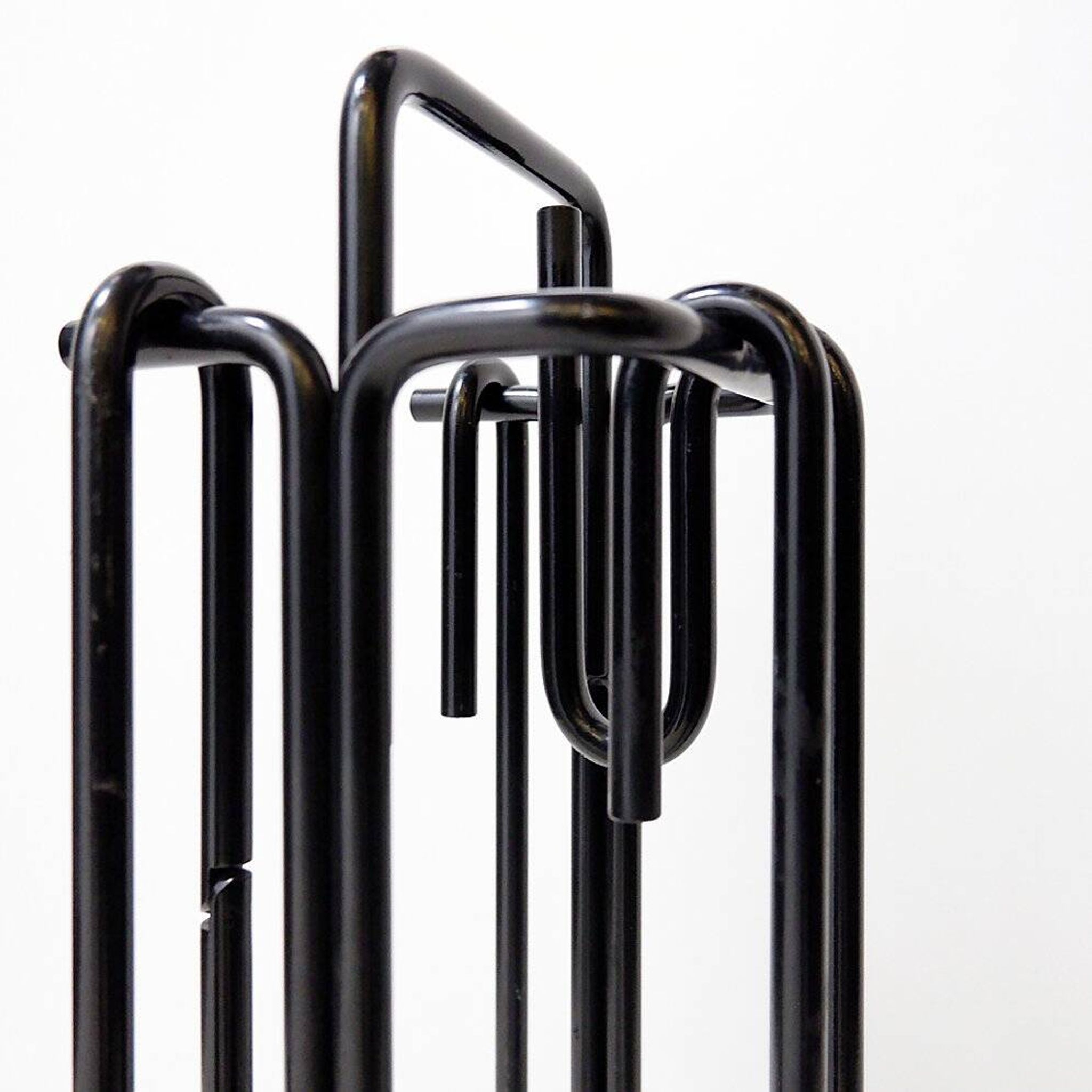 Minimalist black metal fireplace accessory set 'Mace-Line' by Ann Maes - 1970s