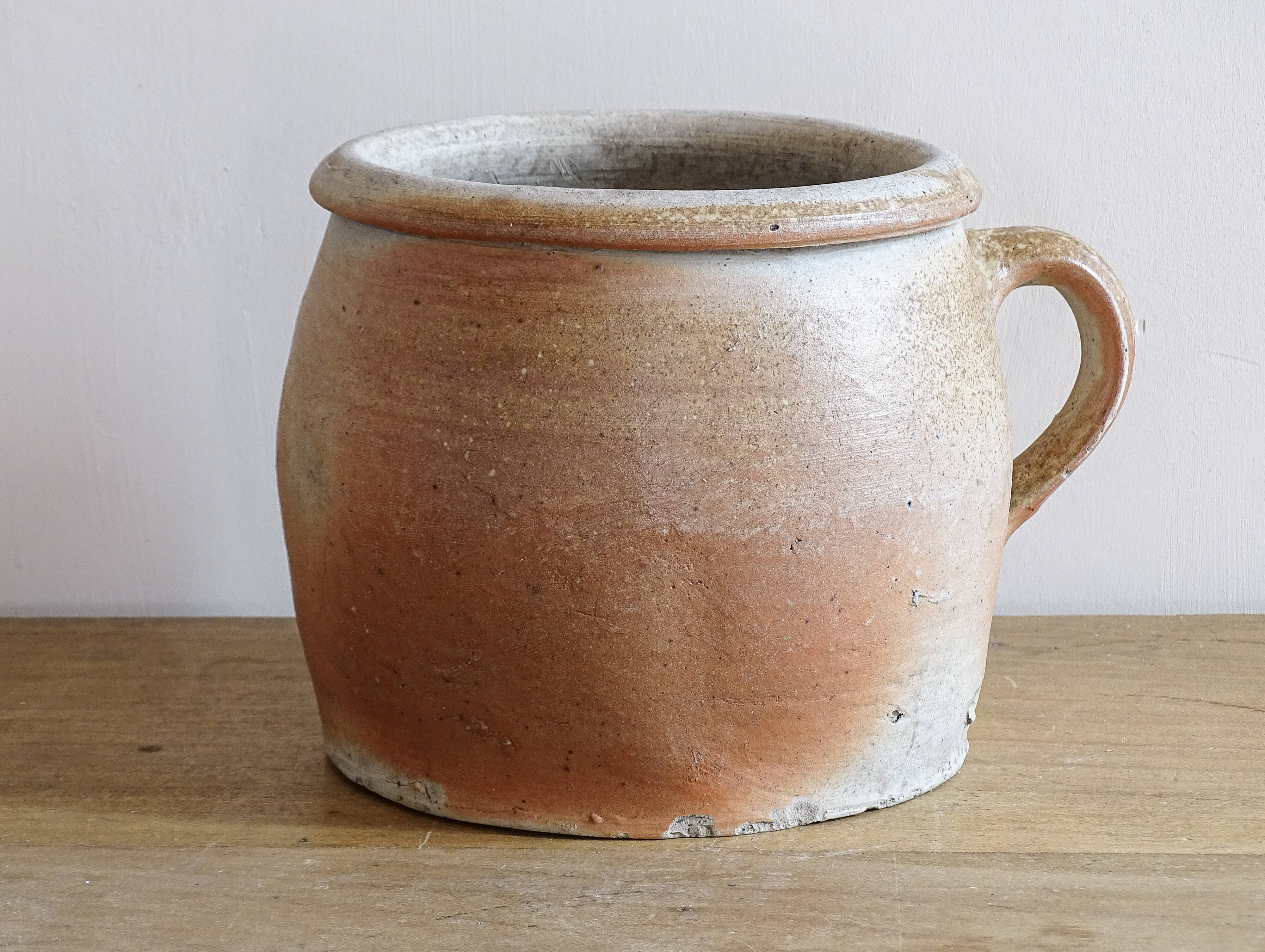 Rustic Antique Stoneware Jar with Handle