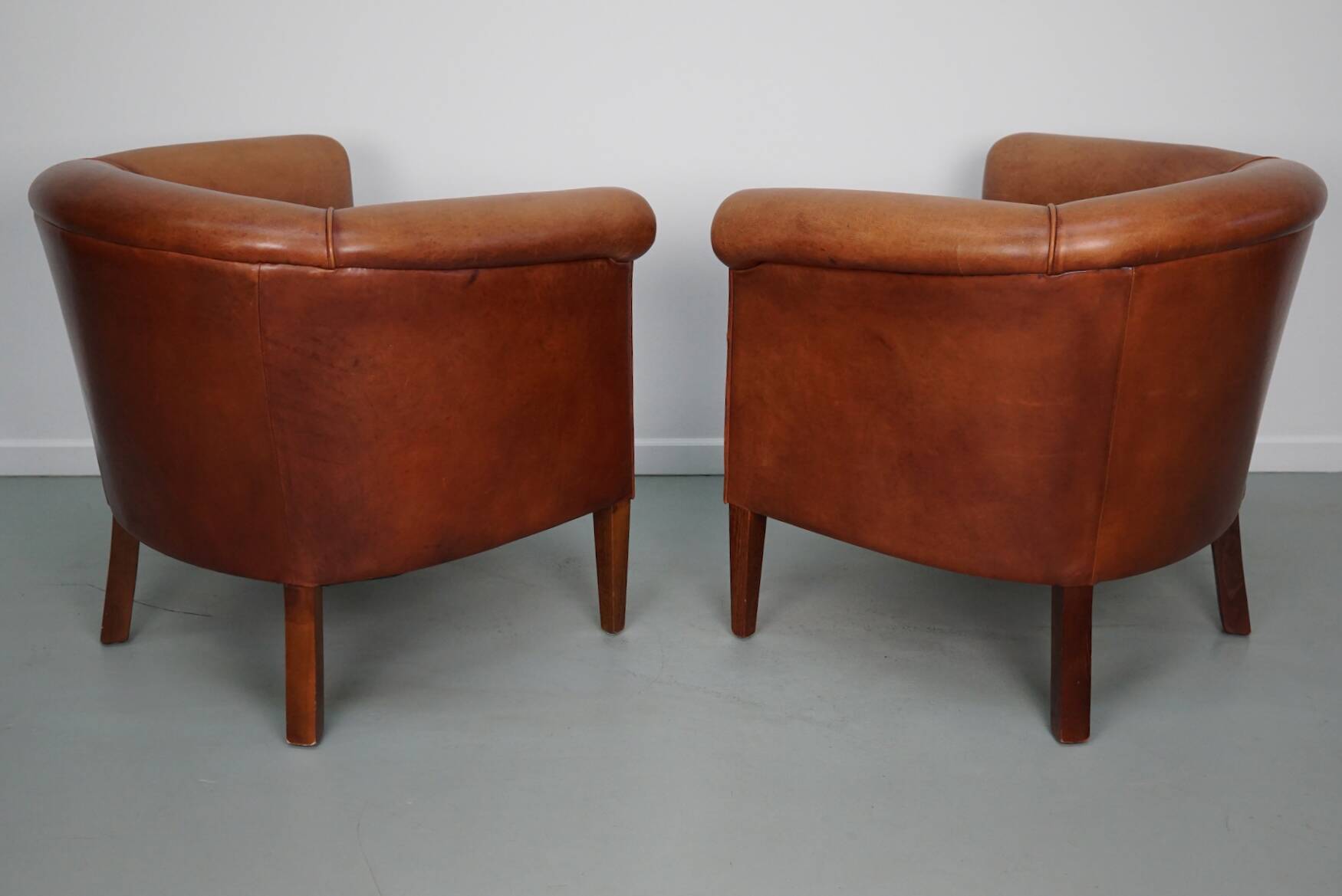 Vintage Dutch Leather Club Chairs, Set of 2