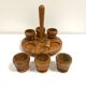 Set of 6 vintage olive wood egg cups