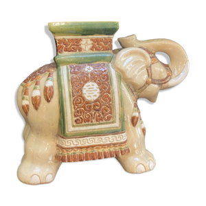 Éléphant porte-plante en céramique vernissée