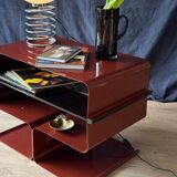 Side table, metal and smoked glass according to François Monnet