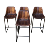 Set of 4 leather seating stools 1970