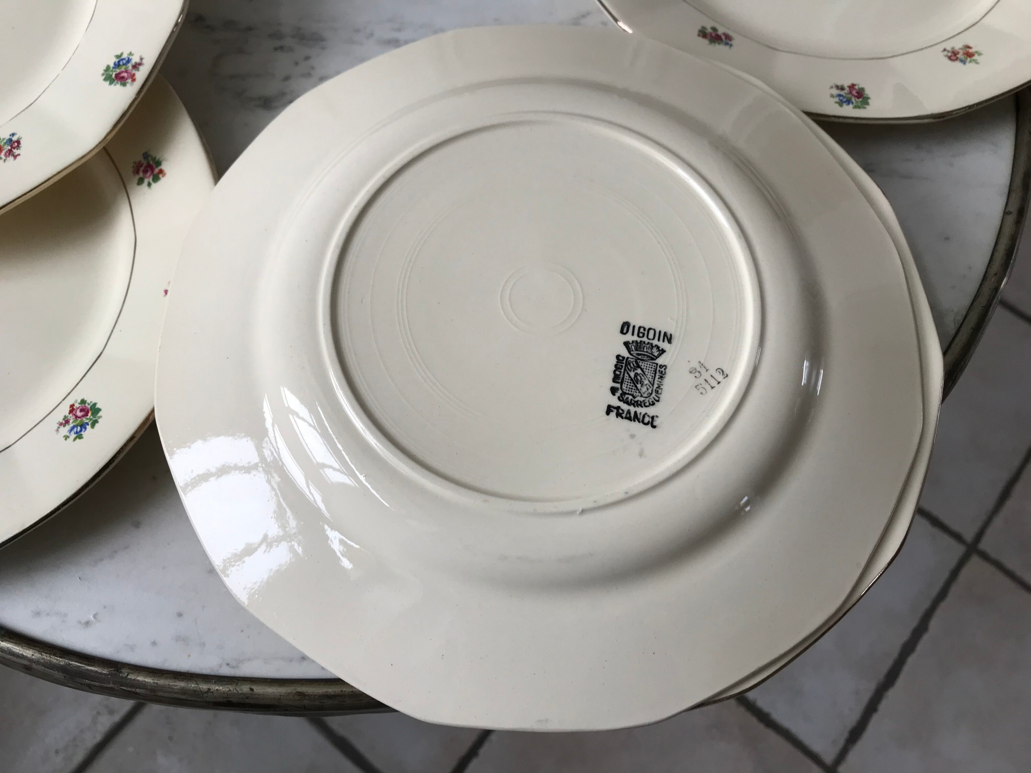 Set of 9 flat plates Digoin Sarreguemines years 40-50