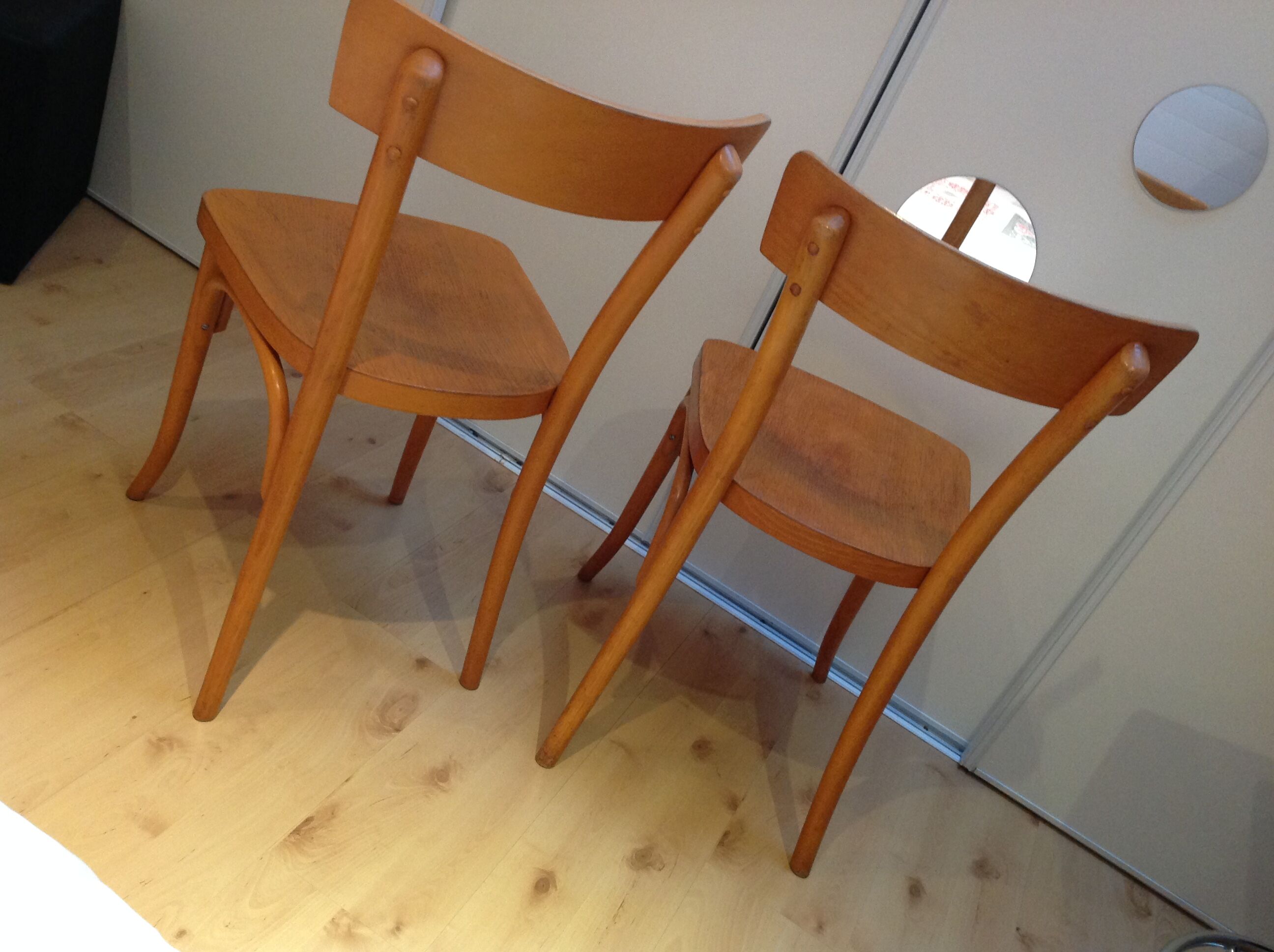 Pair of Thonet bistro chairs, 30-40s