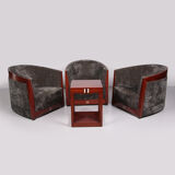 Art Deco Set of 3 Armchairs Frits Schuitema with table 1980s