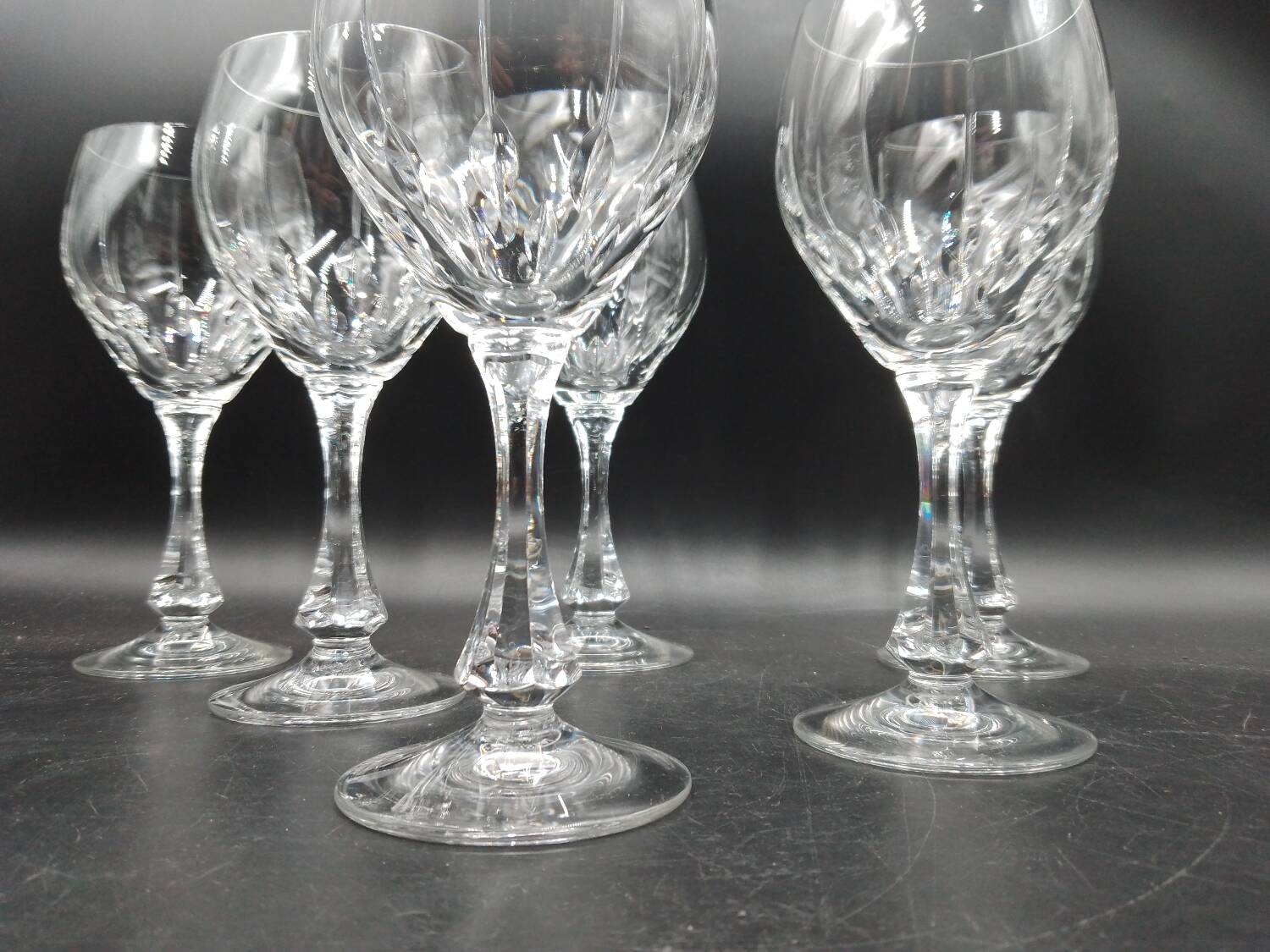 6 Water Glasses in Lorraine Cut Crystal LEMBERG model NORA H 19 cm