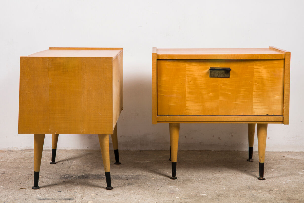 Nightstands mid century wooden lemon 50s