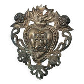 Ex Voto Coeur Argent 8,5 X 7,5 Ancienne Grâce Italienne Reçue