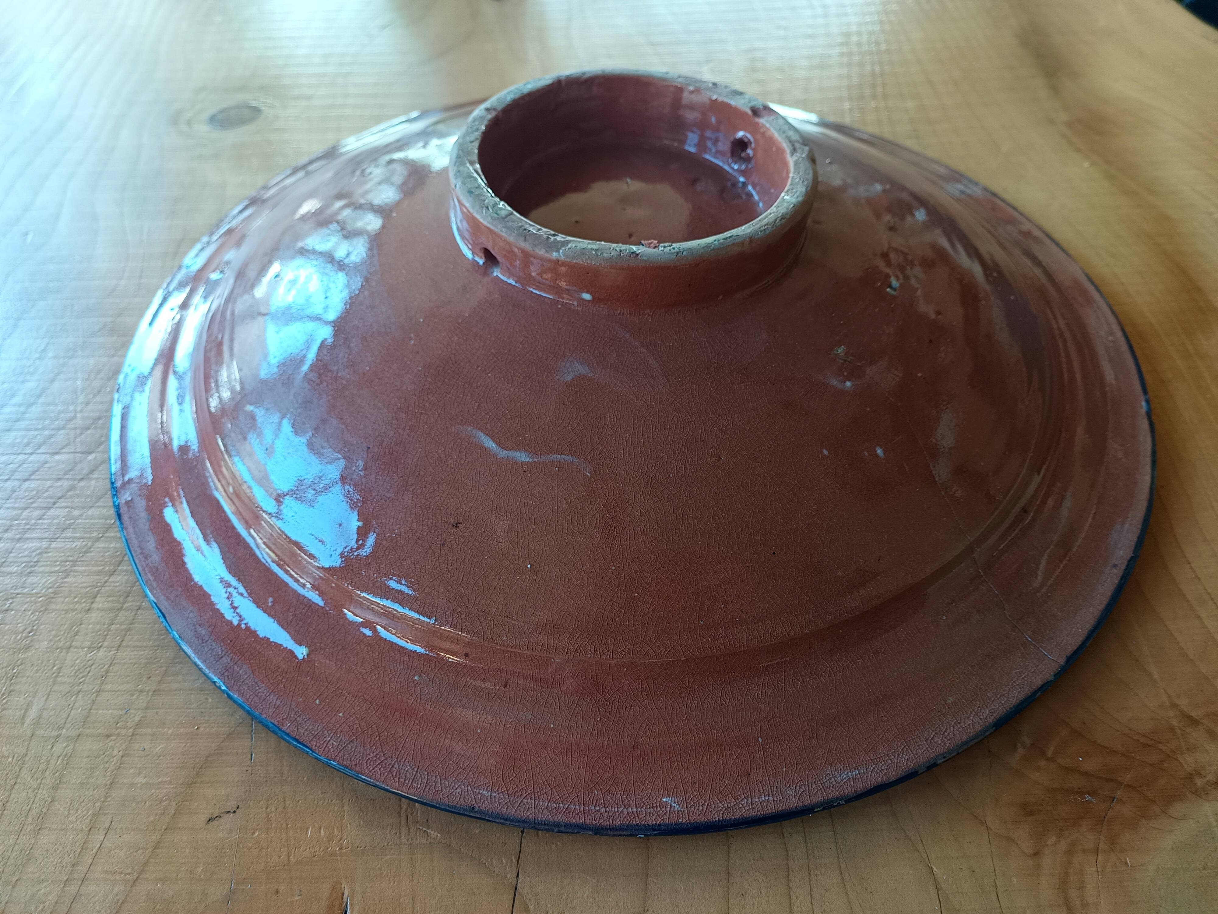 Large Moroccan dish or terracotta bowl, 42 cm diameter
