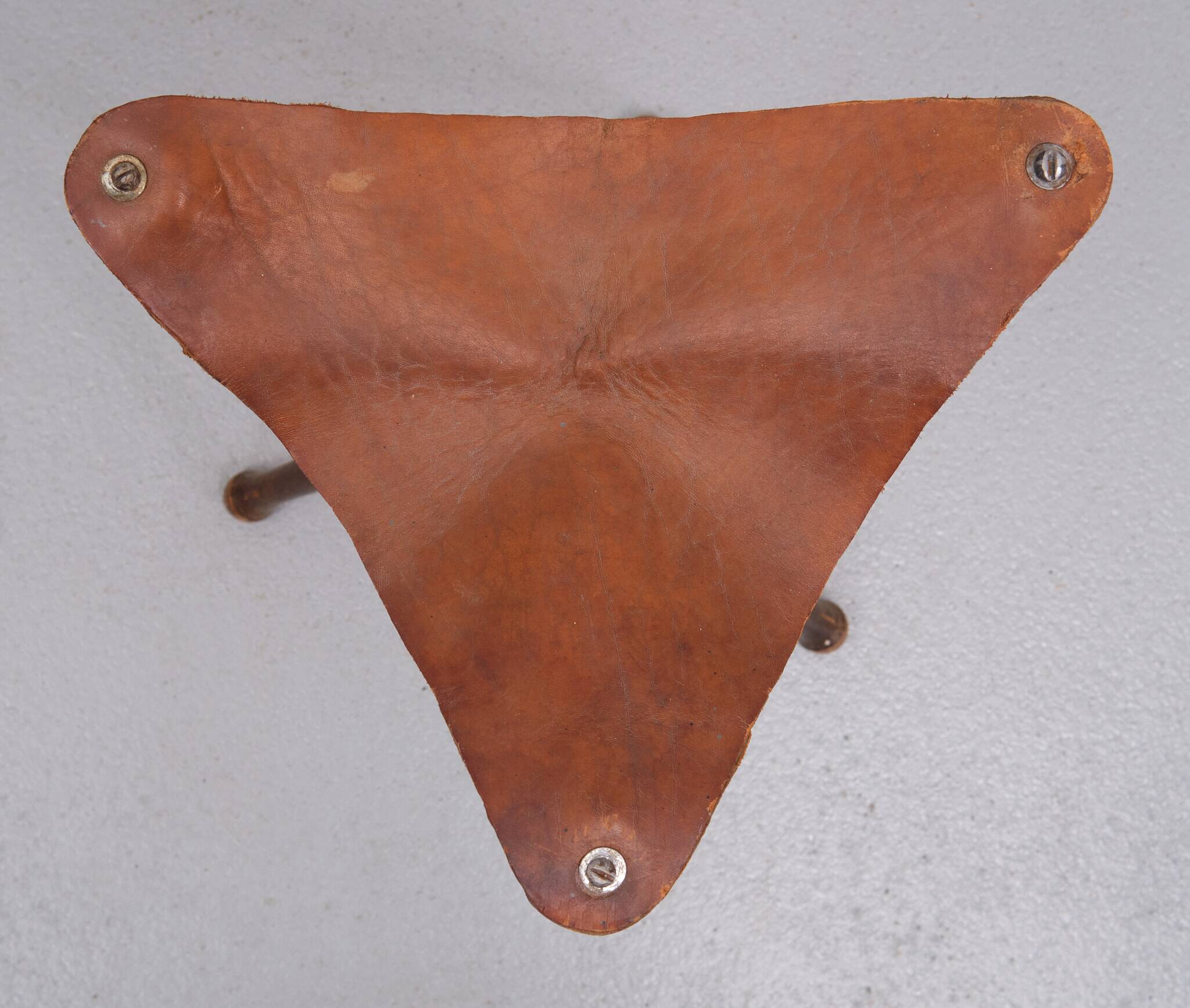 Three folding hunting chairs Leather seats 1960s