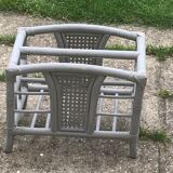 Bamboo and rattan magazine holder, vintage grey canning