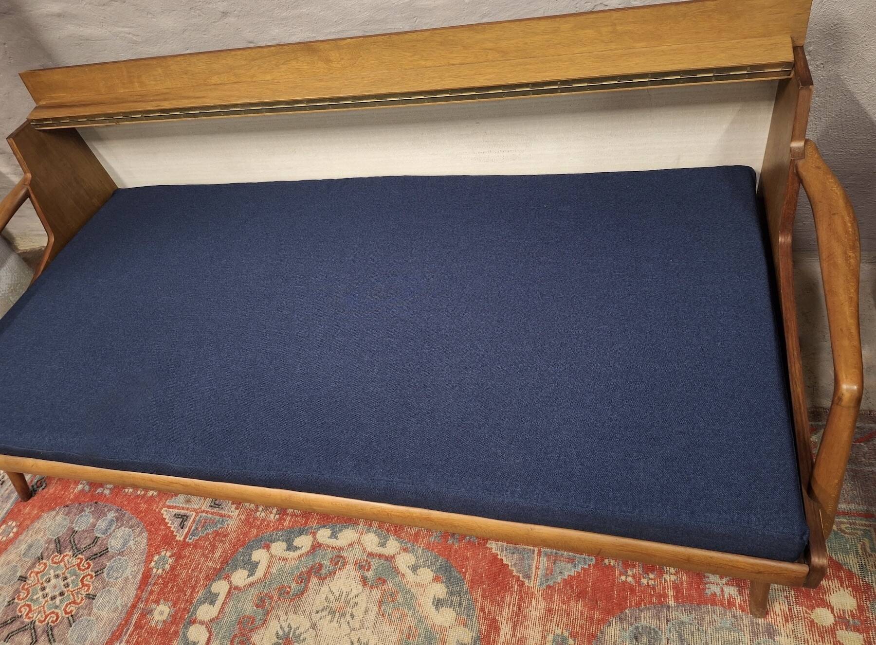 Danish teak convertible daybed sofa with backrest compartment, 1960s