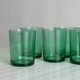 Set of 6 vintage translucent green glasses