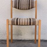 Suite of 4 chairs self beech brass and wool 1960