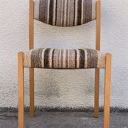 Suite de 4 chaises self hêtre laiton et laine 1960