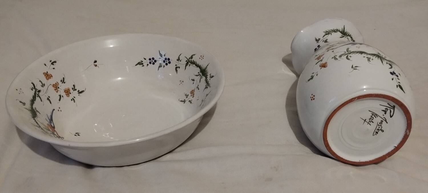 Moustiers pitcher and dish