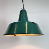 Large Industrial Green Enamel Factory Pendant Lamp, 1960s