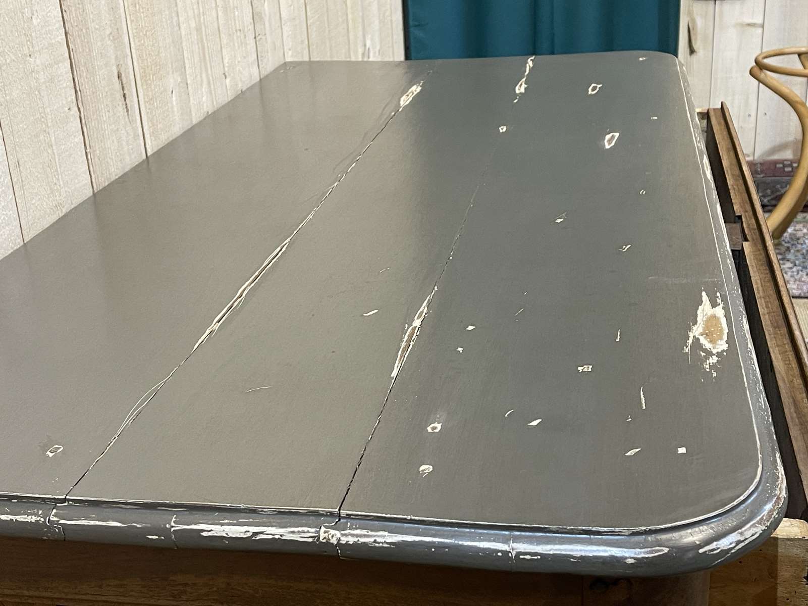 Louis XV eighteenth-century period chest of drawers in walnut painted in patinated gray