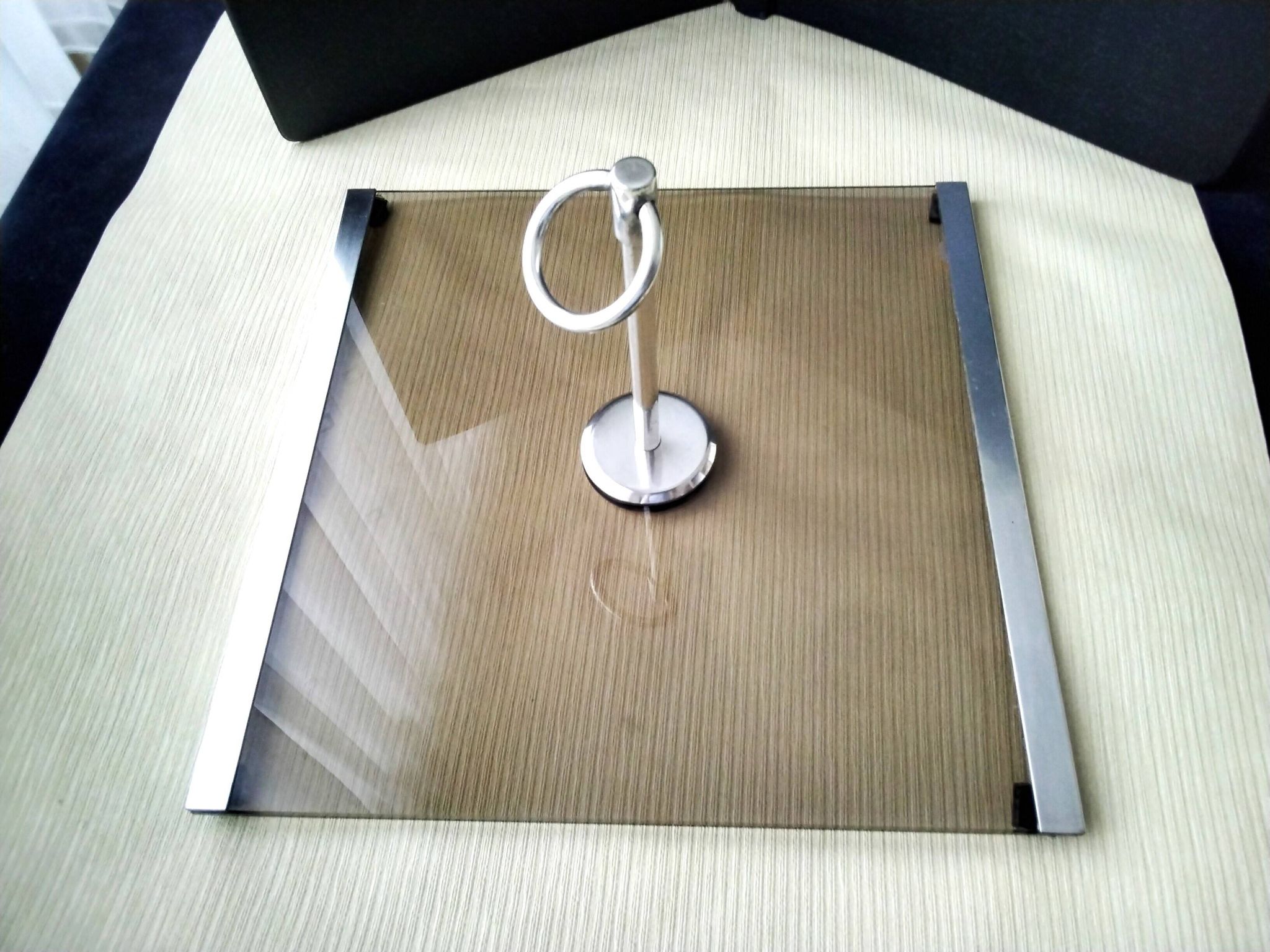 Smoked glass and stainless steel vintage cheese platter