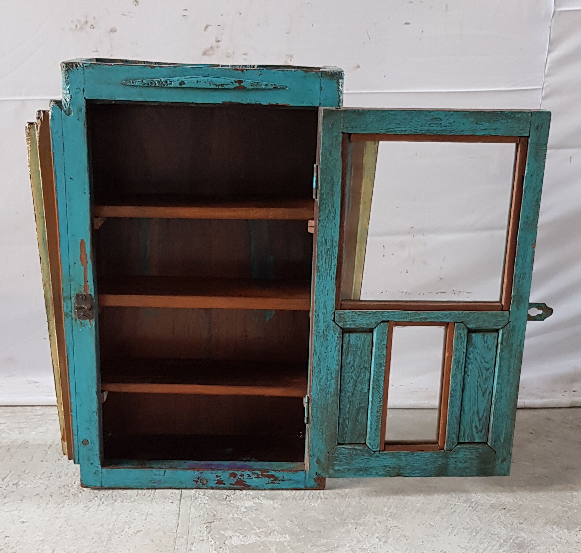 Old window - teak wall shelf