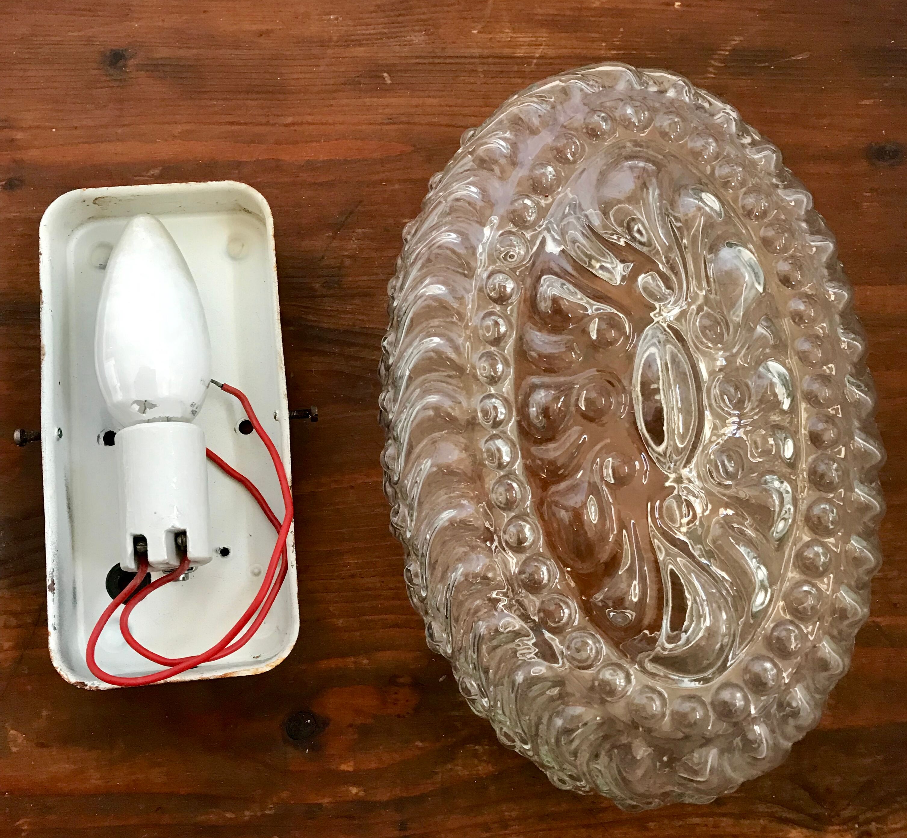 Ceiling light in cast glass circa 1950