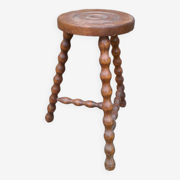 Vintage turned wooden harness or stool from the 1950s