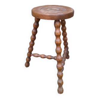 Vintage turned wooden harness or stool from the 1950s