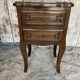 Antique Nightstand Louis XV Style Wood 2 Drawers Vintage #E294
