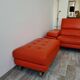Pouf en cuir orange