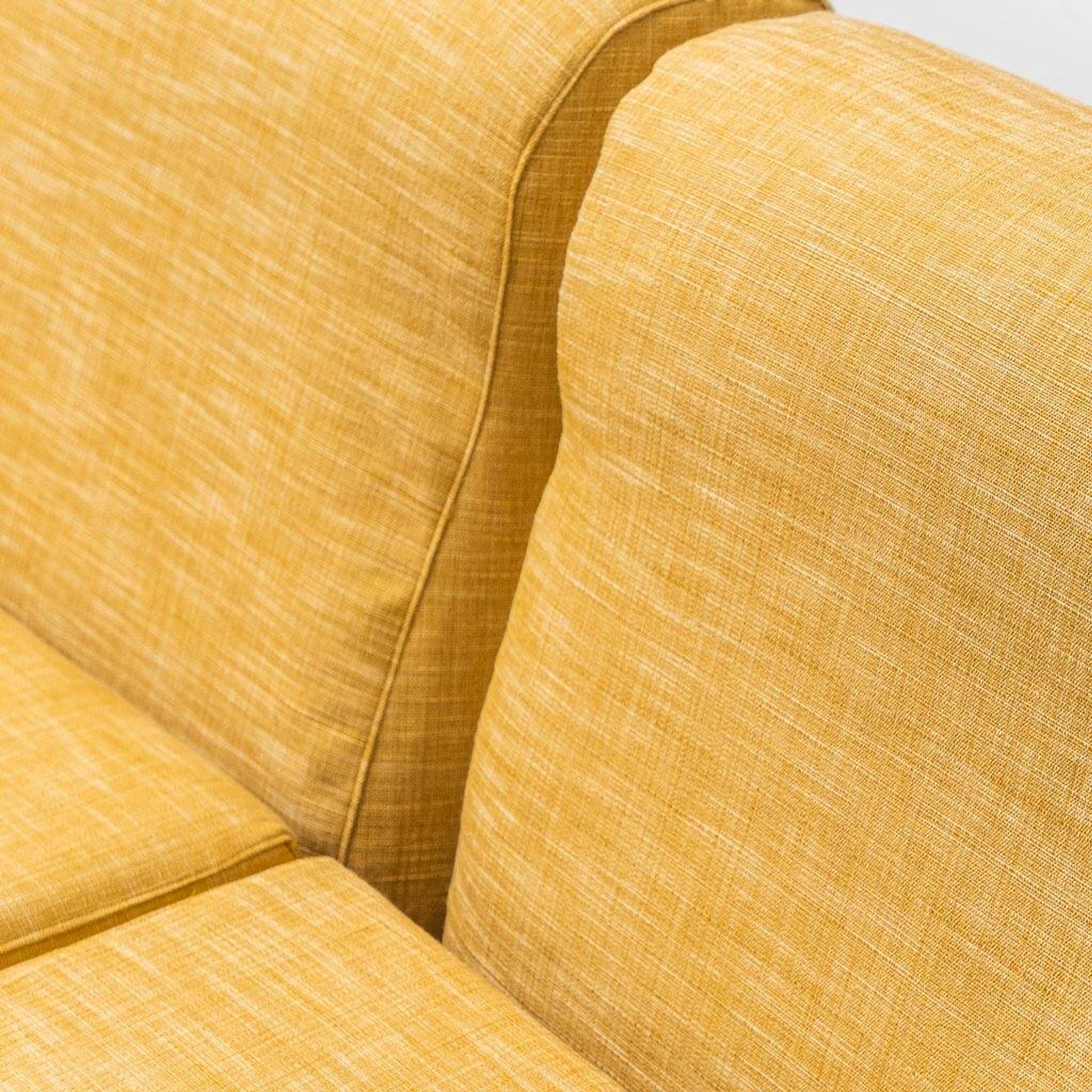 Pair of vintage yellow fabric armchairs, 1970s modernism