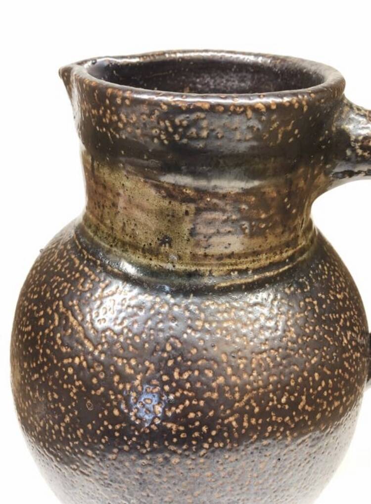 Metallic brown stoneware vase