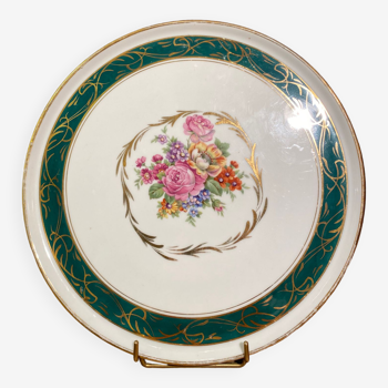 Plateau circulaire en porcelaine à décor floral style XVIIIe