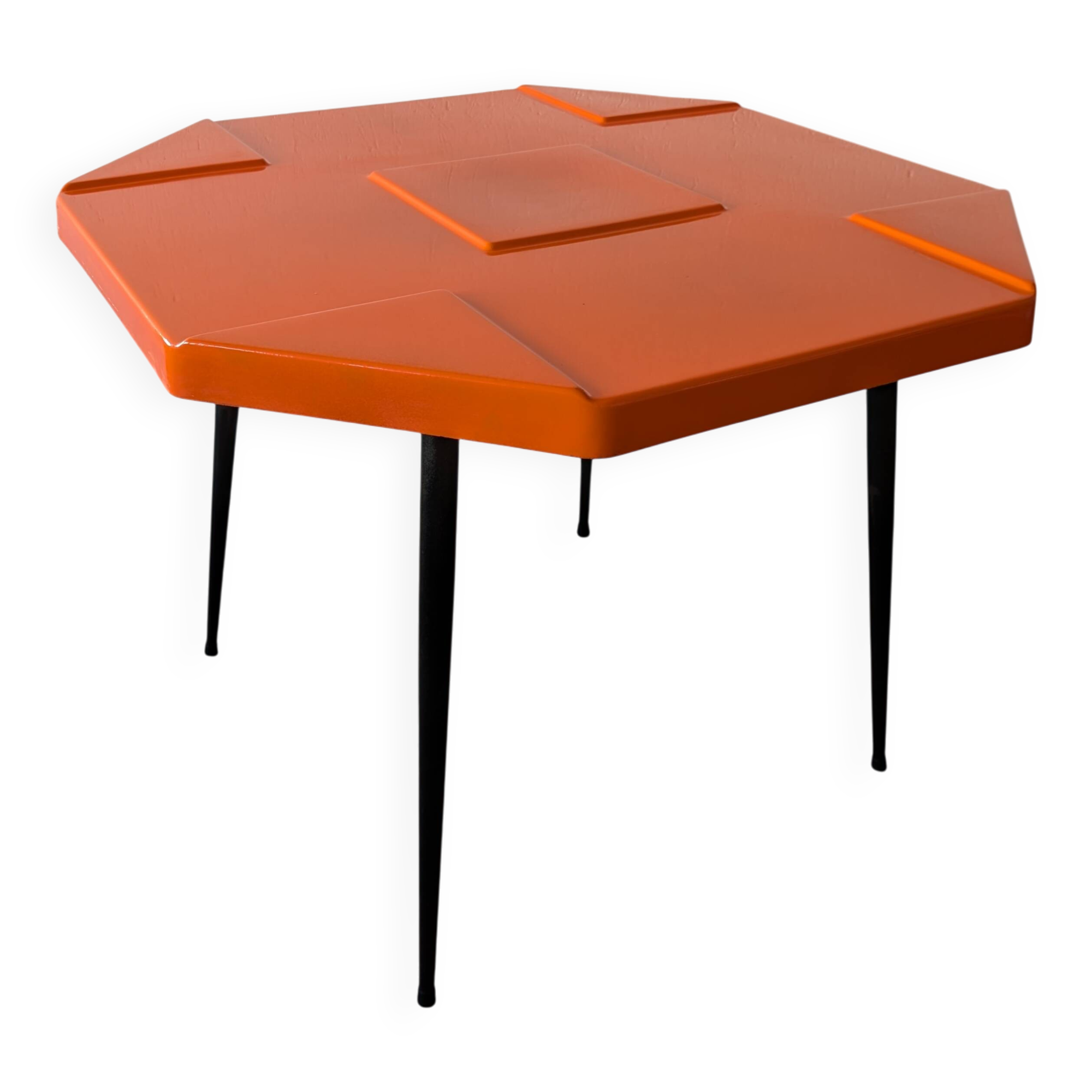 Orange fiberglass table from the 70s space age