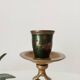 Twisted vintage candlestick in enamelled solid brass