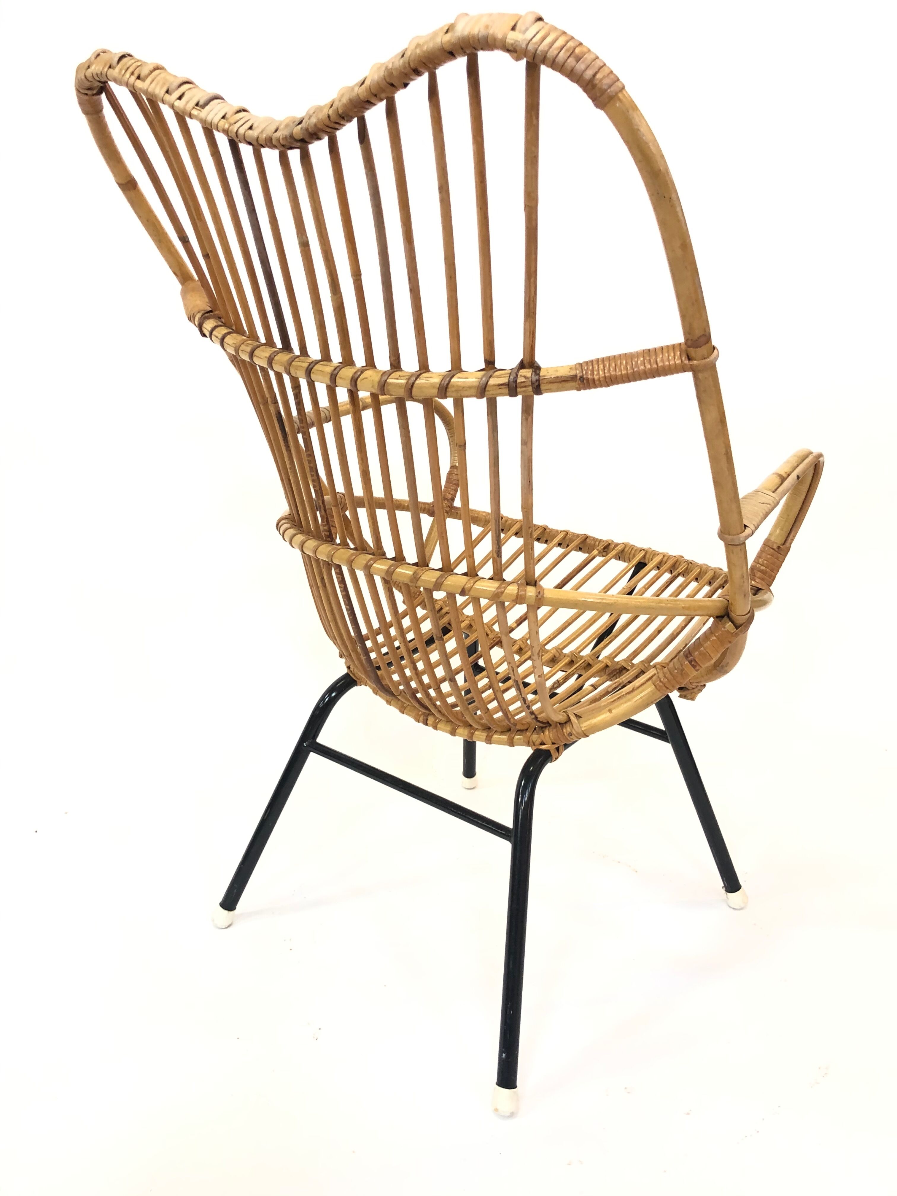 Rohe Noordwolde rattan chair, 1960, Netherlands XL siz
